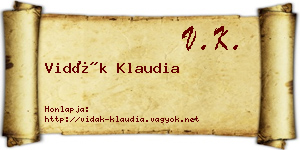 Vidák Klaudia névjegykártya